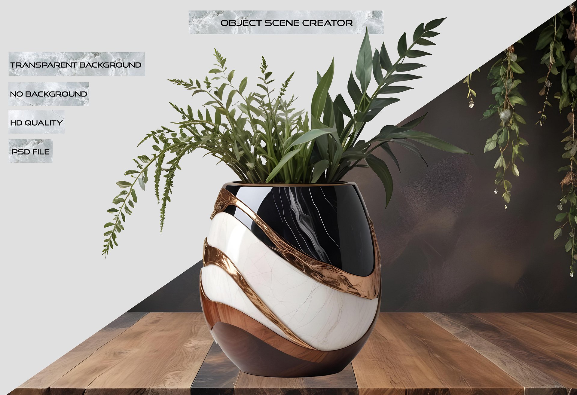 Dream of Eternity Collection – Elegant Wave Planter – PNG product image (2)
