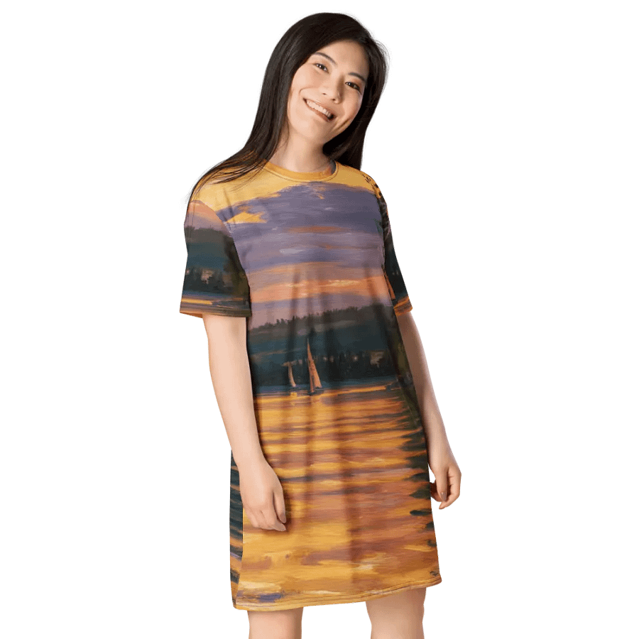 Sunset Lake Sailing, T-shirt Dress product image (6)