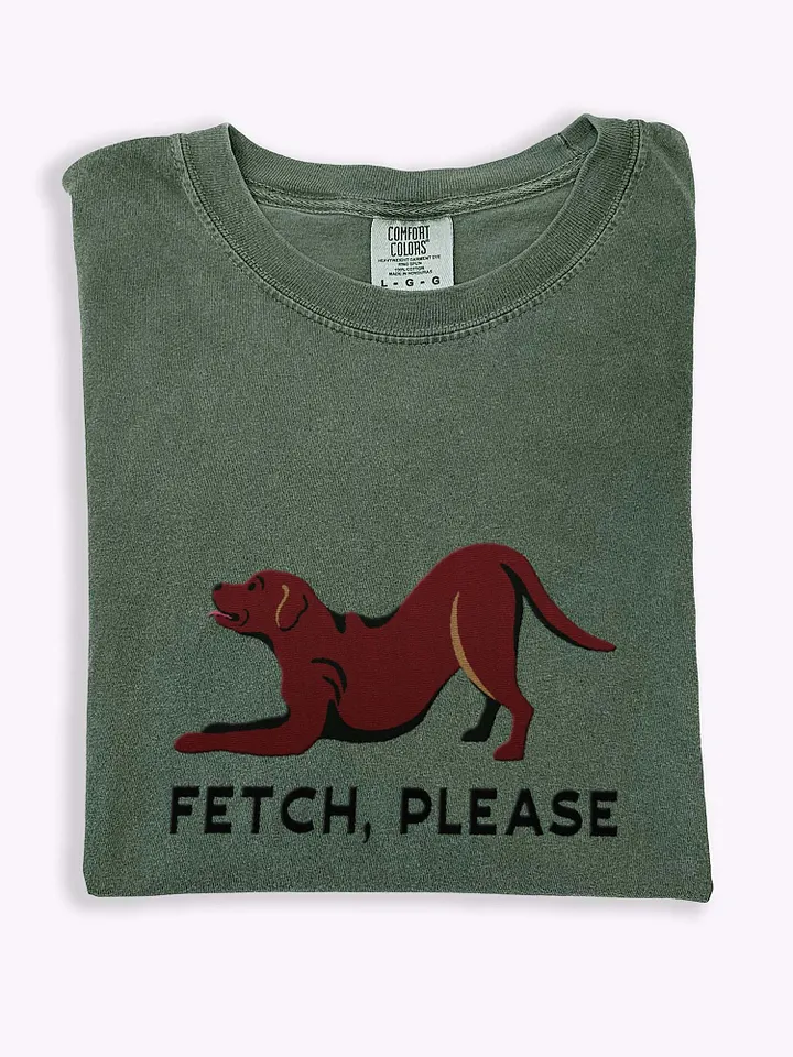 Fetch Please T-Shirt(Embroidered) of a Labrador Retriever(Chocolate) product image (1)