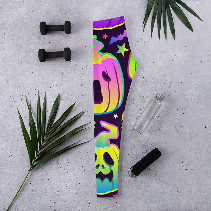 Neon Halloween Jack-O'-Lantern Leggings product image (2)