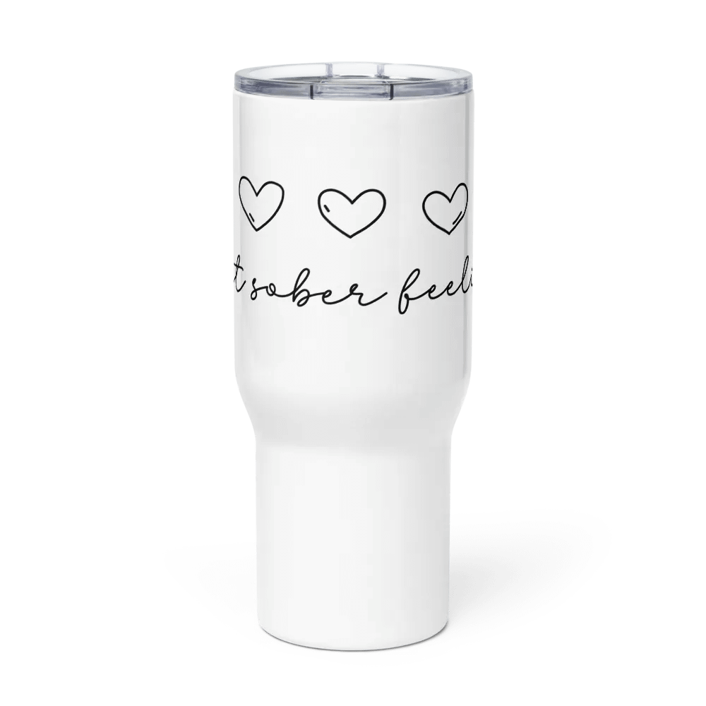 That Sober Feeling, Minimal & Elegant Sobriety Travel Mug With Handle product image (2)