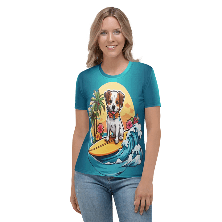 Dog Surfing All Over Print T-shirt product image (2)
