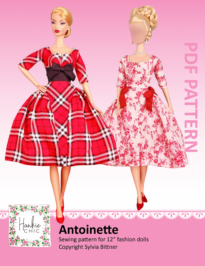 Antoinette sewing pattern for 12" fashion dolls product image (1)
