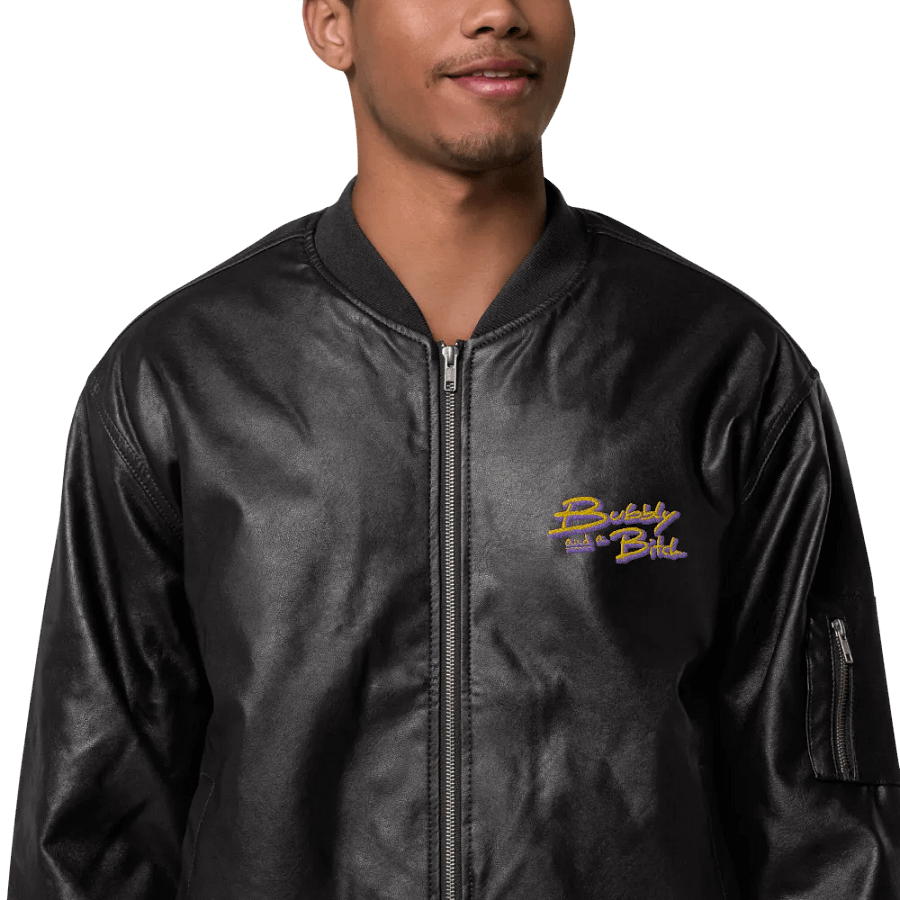 Bubbly and a B (tulip shadow design) faux leather bomber jacket product image (1)