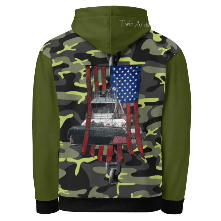 Green & Camouflage Chain Athena Tug & CE Flage Hoodie product image (1)
