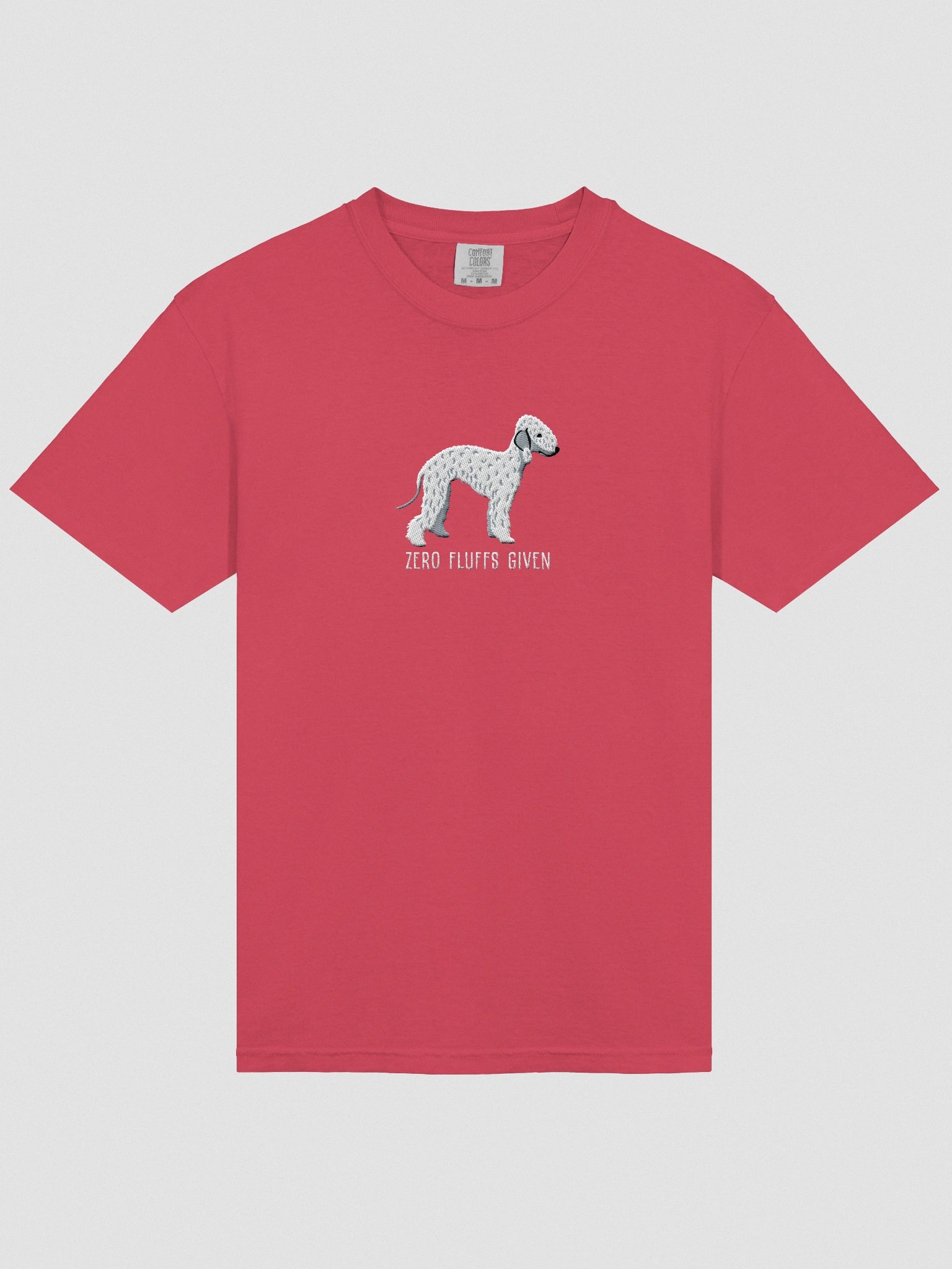 Zero Fluffs Given T-Shirt(Embroidered) of a Bedlington Terrier(White) product image (6)