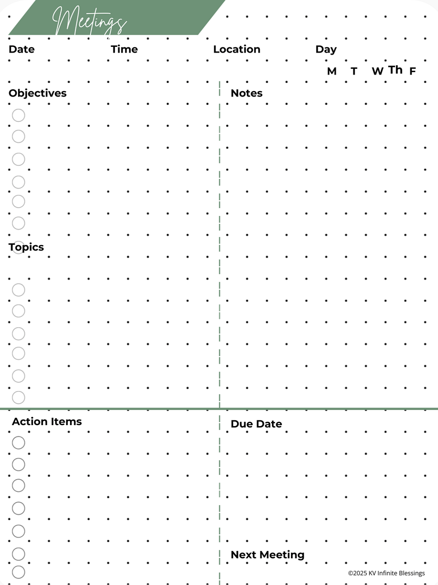 Meeting Agenda & Notes | Digital & Printable Bullet Journal Layout for Educators product image (4)