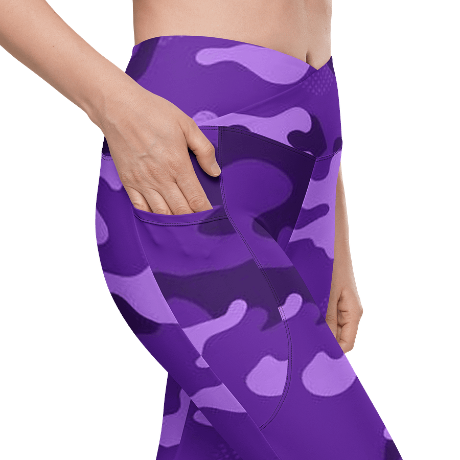 Purple Camo Crossover Leggings with Pockets product image (10)