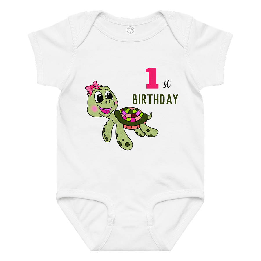 First Birthday Turtle Baby Bodysuit product image (9)