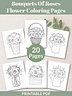 Bouquets Of Roses Flower Coloring Pages – Printable Set of 20