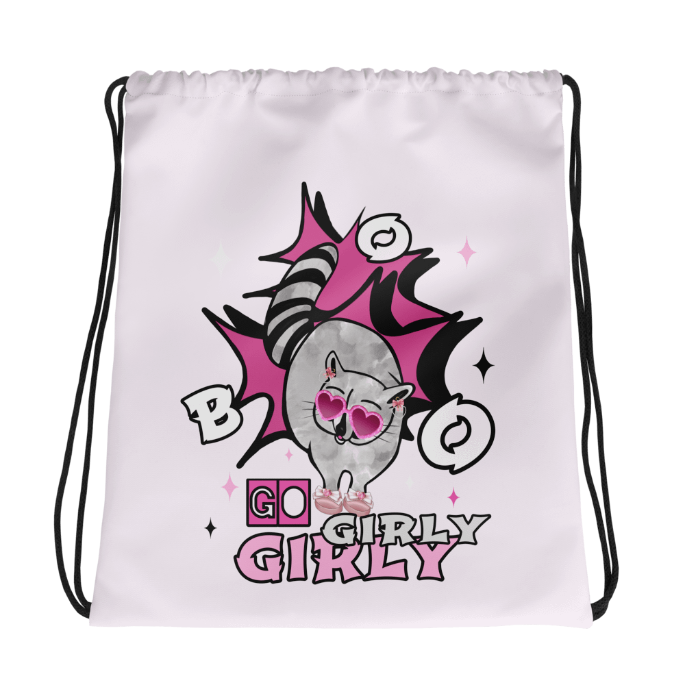 Girly Raccoon All-Over Drawstring Bag product image (1)