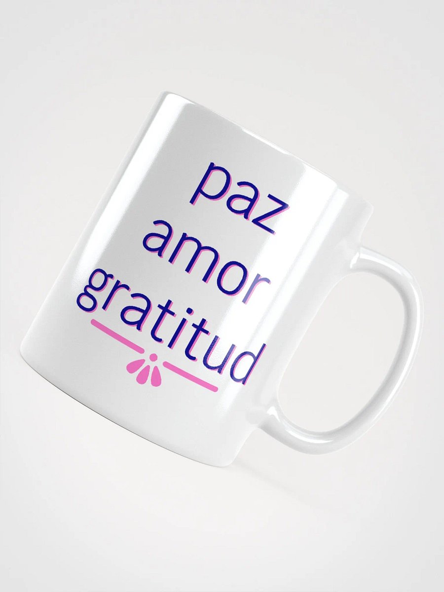 Paz Amor Gratitud Navy and Pink Ceramic Mug product image (7)