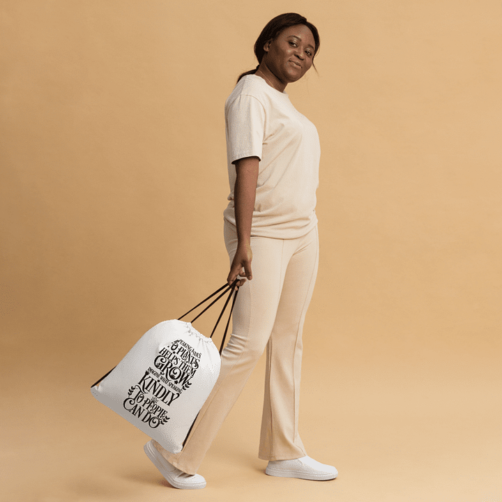 Kindness Blooms White Drawstring Bag product image (2)
