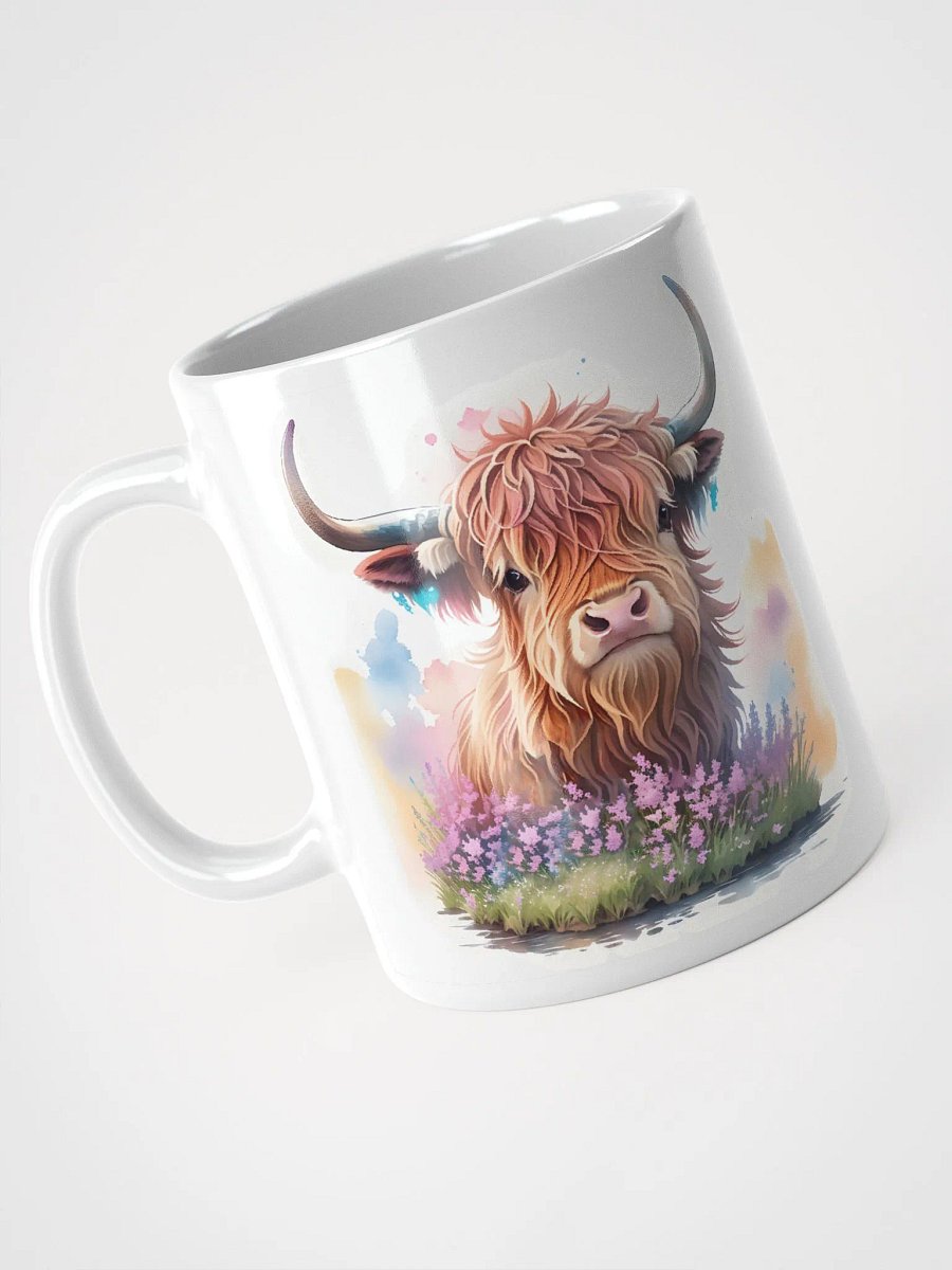 Whimsical Highland Cow White Glossy Mug product image (6)