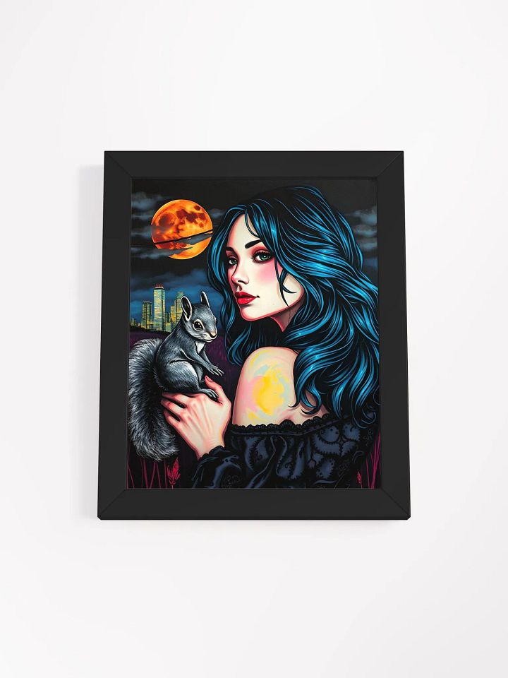 Moonlit Thoughts with her short tailed little guy, Framed Matte Poster product image (3)