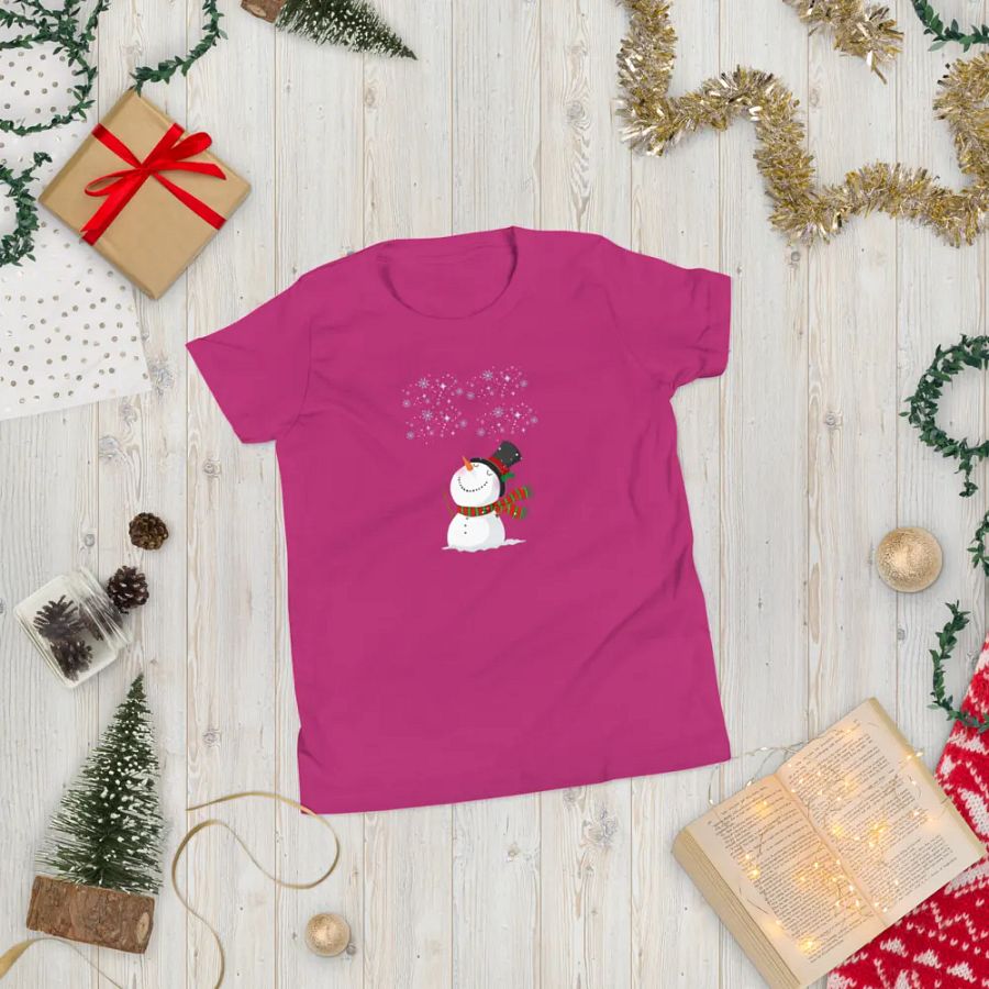 Cheerful Snowman Youth T-Shirt product image (104)