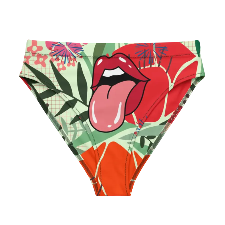 Print Recycled High-Waisted Bikini Bottom – Sustainable, Stylish & Flattering! ♻👙 product image (1)