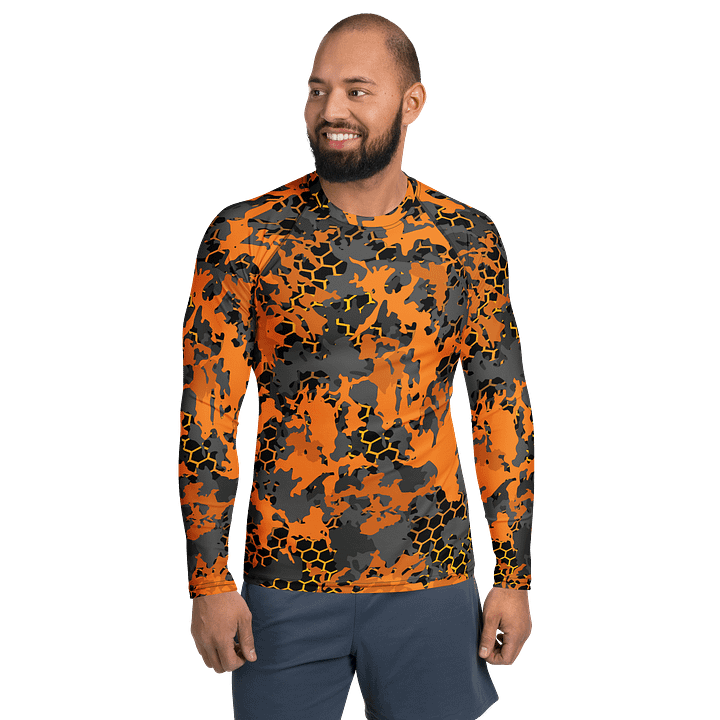 Orange Camo Hexagon Rash Guard product image (1)