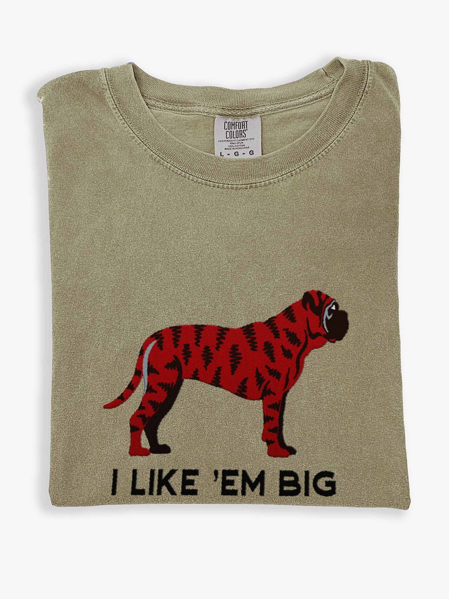 I Like 'Em Big T-Shirt(Embroidered) of an English Mastiff(Brindle) product image (1)