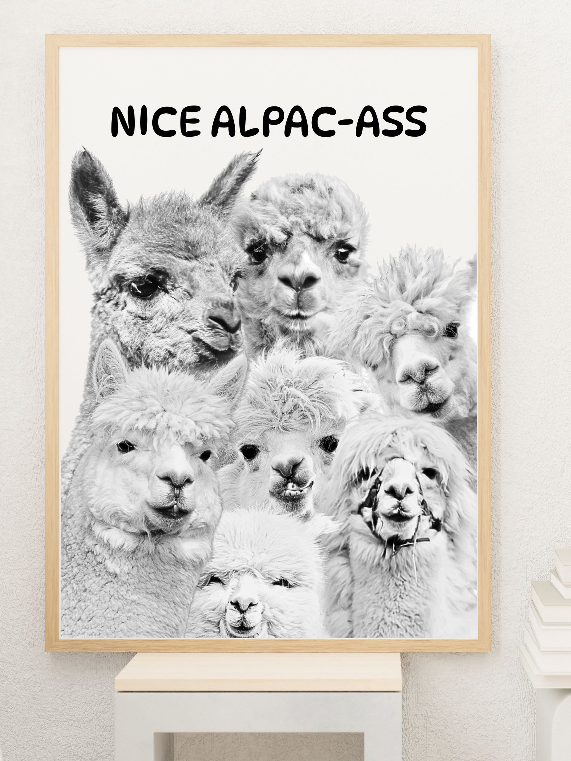 Black and White Alpacas Bathroom Downloadable Wall Art product image (1)