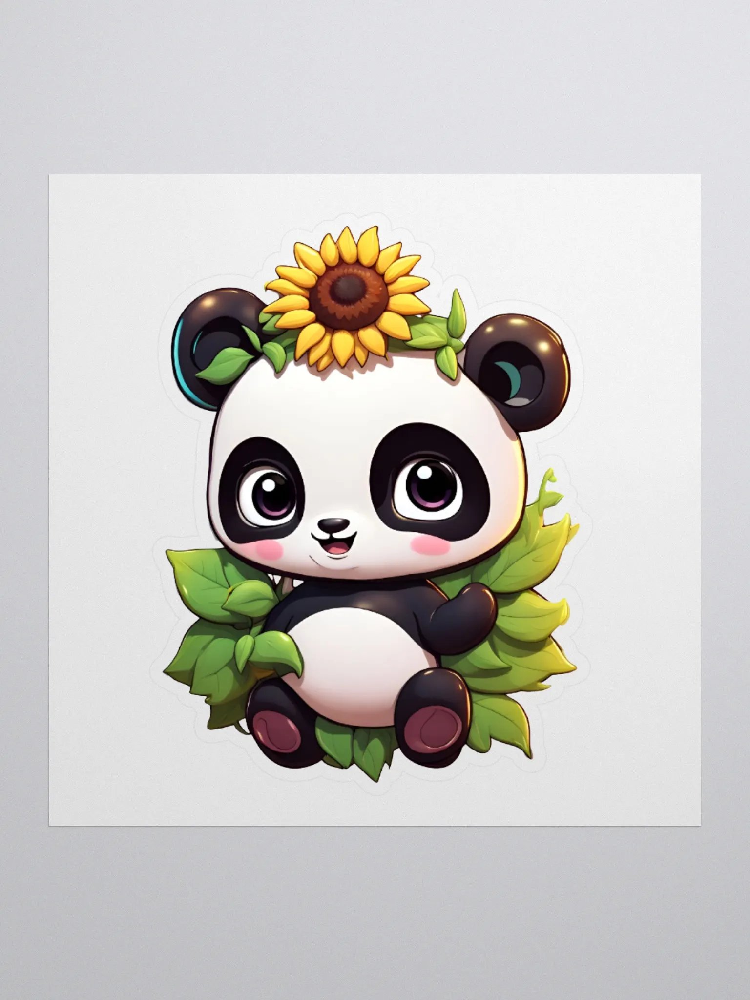Panda with sunflower in her hair - sticker product image (1)
