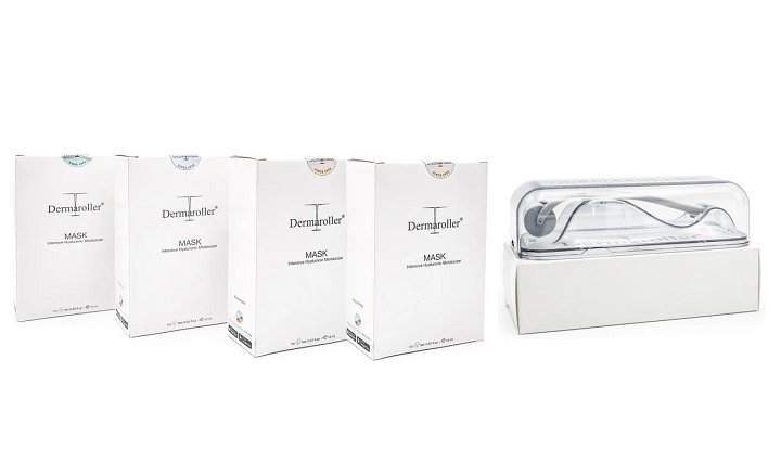 4盒Dermaroller玻尿酸補水保濕修護急救面膜送德國Dermaroller滾針 product image (1)