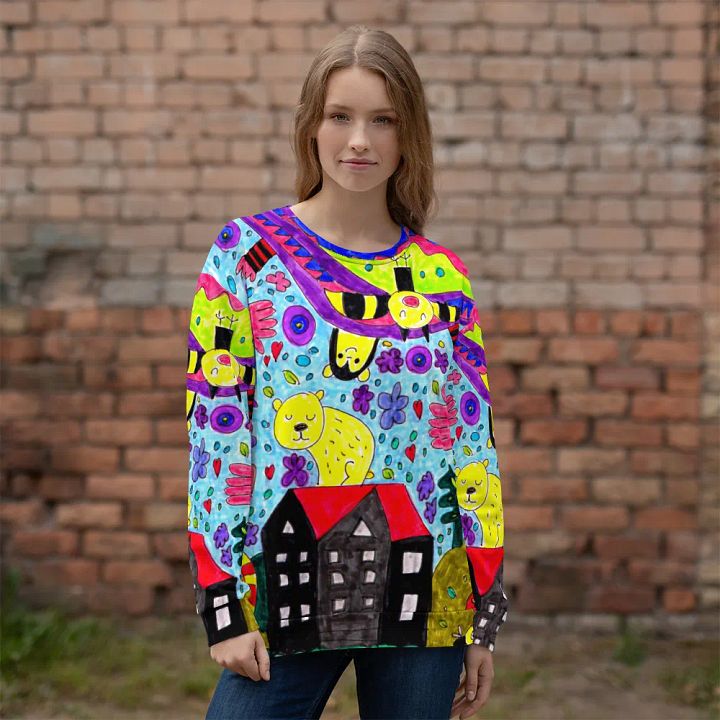 Abstract Vibrant Doodle Characters Unisex Sweatshirt product image (2)