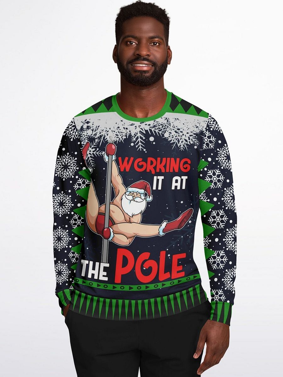 “Working It at the Pole” Funny Christmas Sweatshirt | Holiday Party Jumper | Santa Workout Humor | Unisex Adult Holiday Gift product image (7)