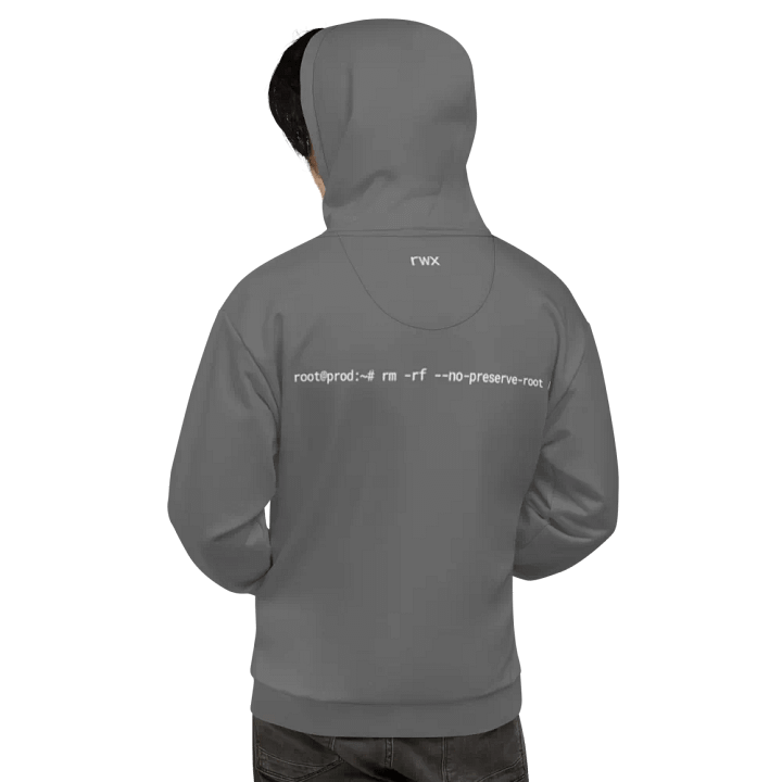 goodbye cruel world, rm -rf / hoodie (dark grayscale mode) product image (1)