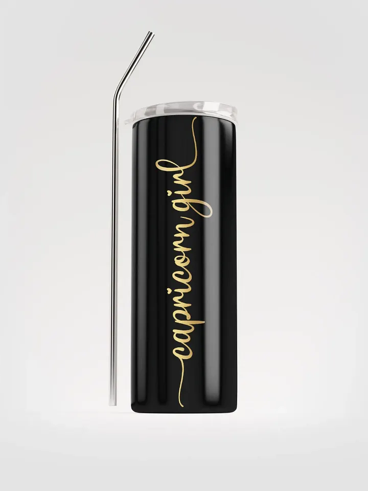 Black Capricorn Stainless Steel Tumbler: Embrace Zodiac Vibes with Capricorn Girl in Gold product image (1)