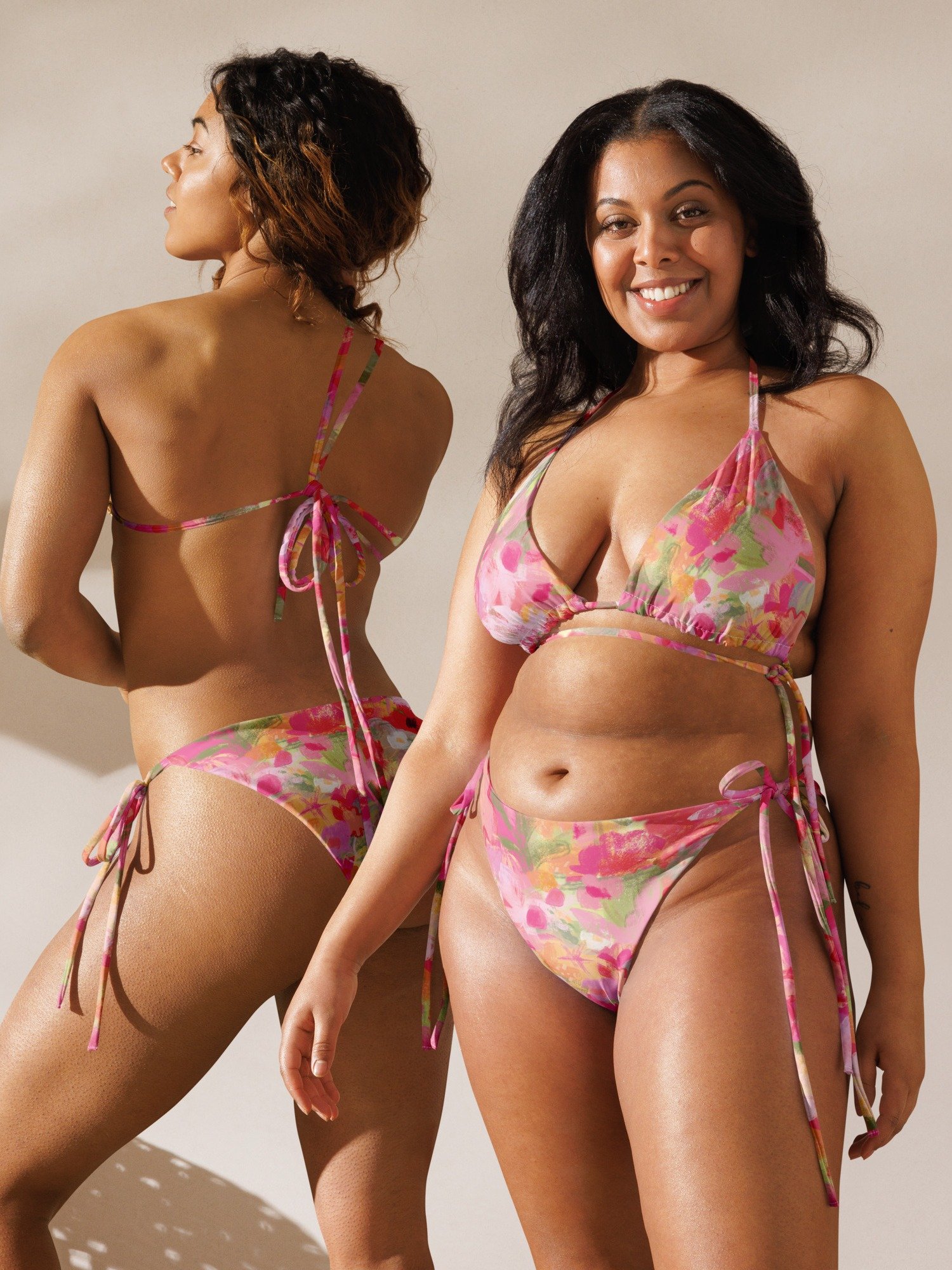 Recycled Triangle Bikini Bottom "Sweet Pastel Florals of Spring" product image (7)