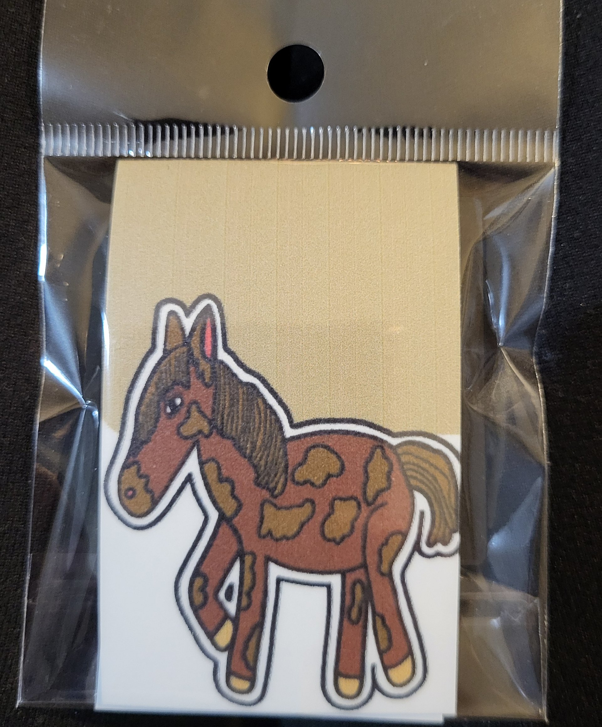 Cute Cartoon Beige and Brown Horse Magnetic Laminated Bookmark for Farm Animal Lovers product image (1)