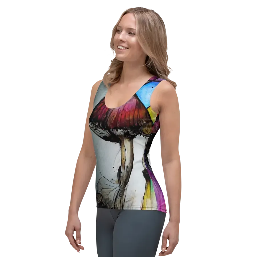Stained Glass Mushroom All-Over Print Tank Top product image (3)