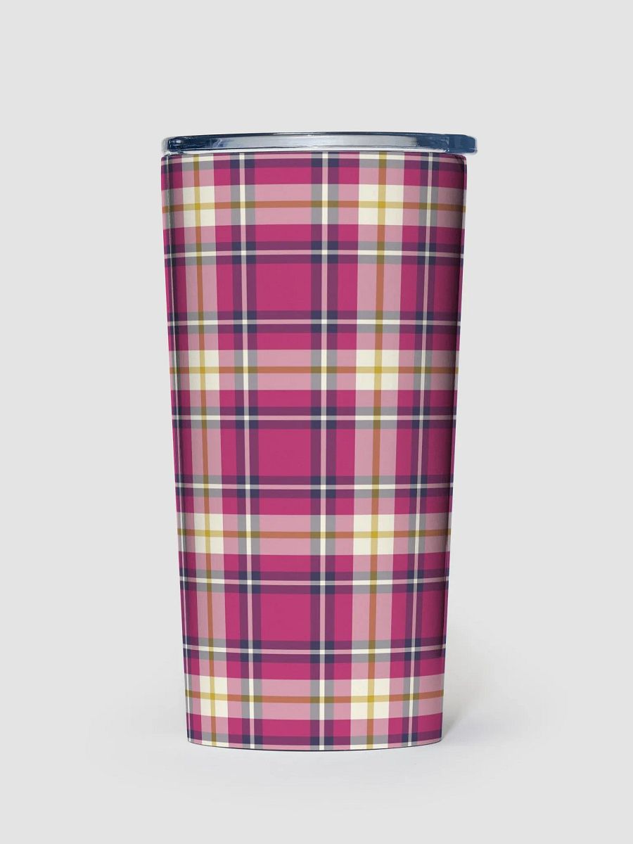 Hot Pink and Navy Blue Plaid Travel Tumbler product image (2)