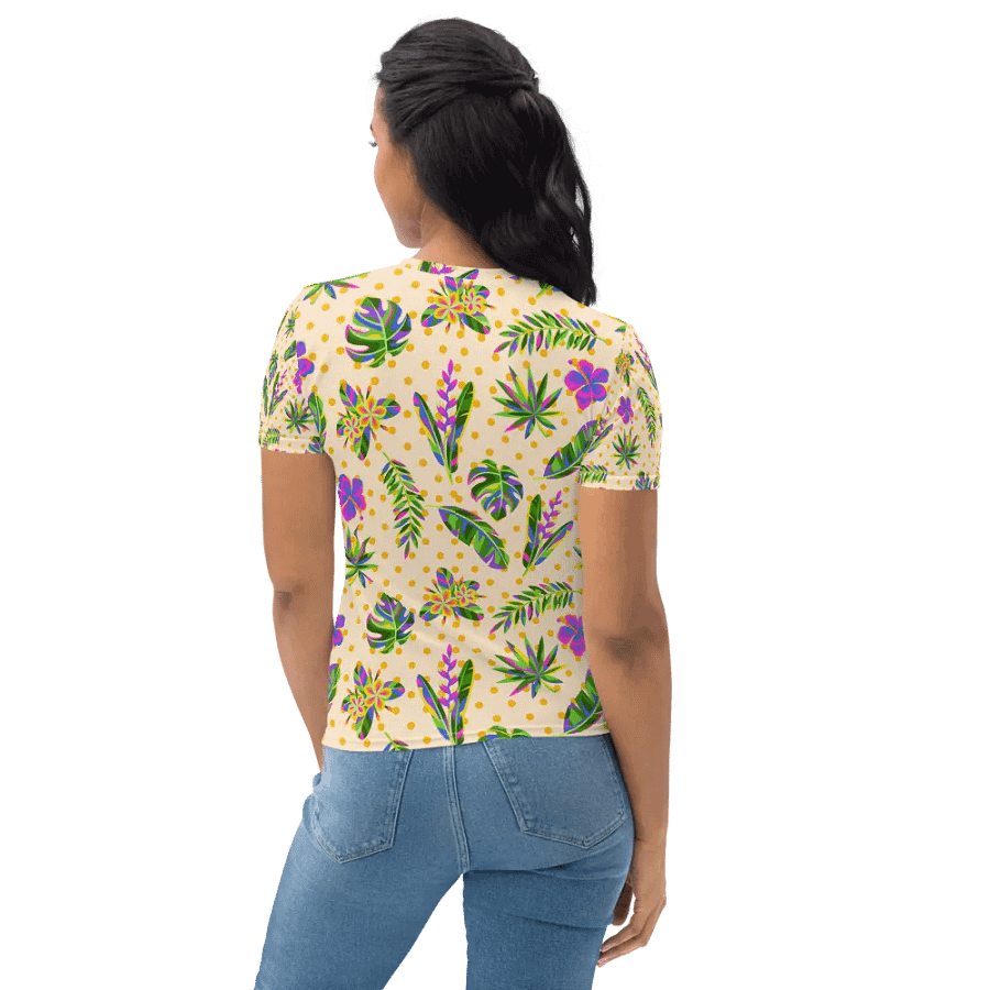 Ladies T shirt all over print tropical design giving a fresh holiday  feel. product image (7)