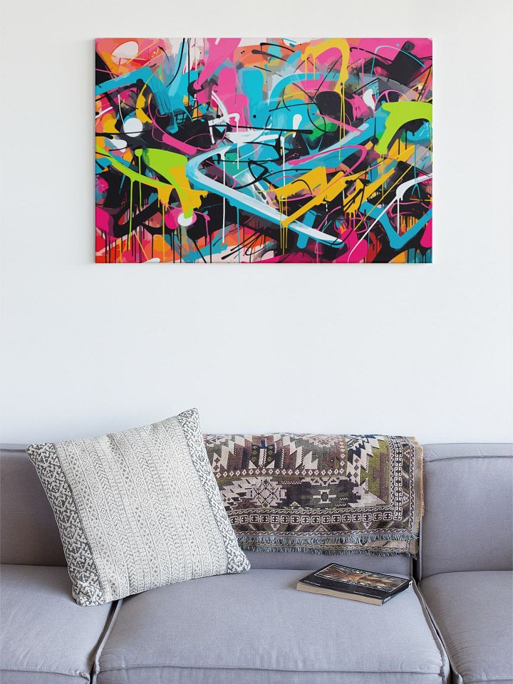 Abstract Graffiti Canvas Print, Colorful Street Art Wall Decor, Contemporary Urban Artwork, Modern Expressionist Drip Painting Poster product image (1)