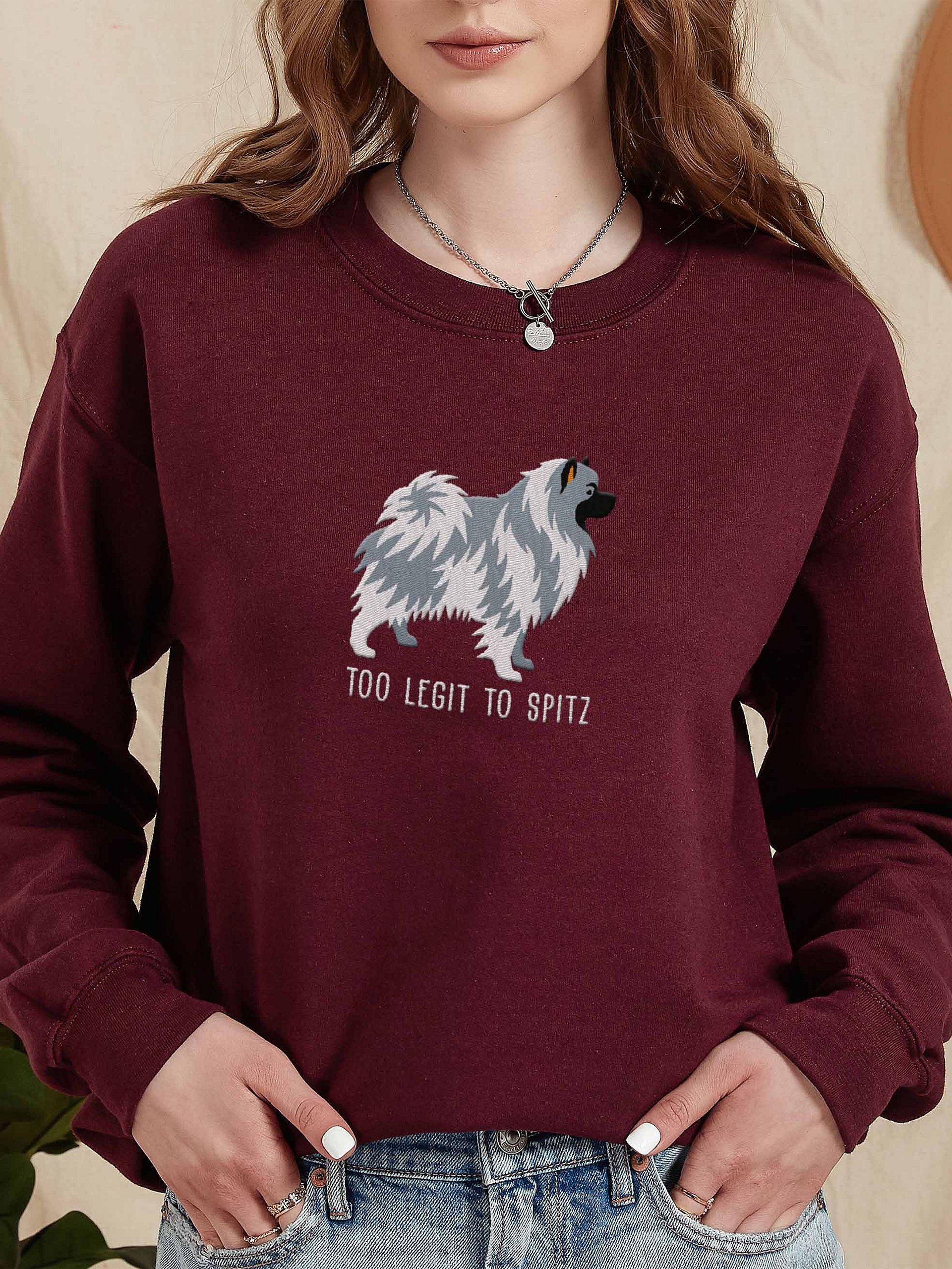 Too Legit to Spitz Sweatshirt (Embroidered) of a Keeshond(Blue & White) product image (2)