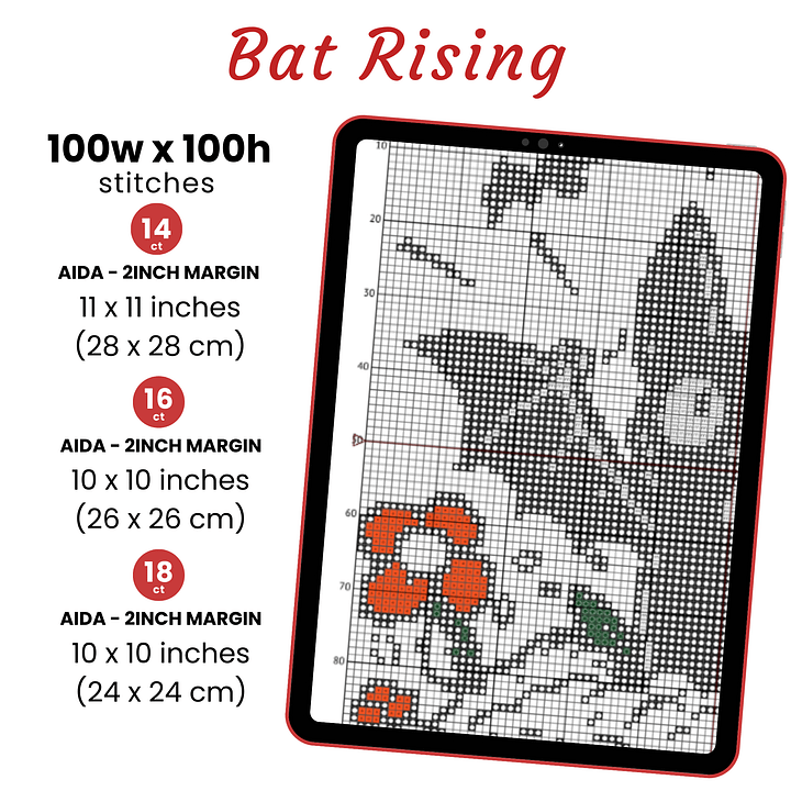 Bat Rising Cross Stitch Pattern product image (2)
