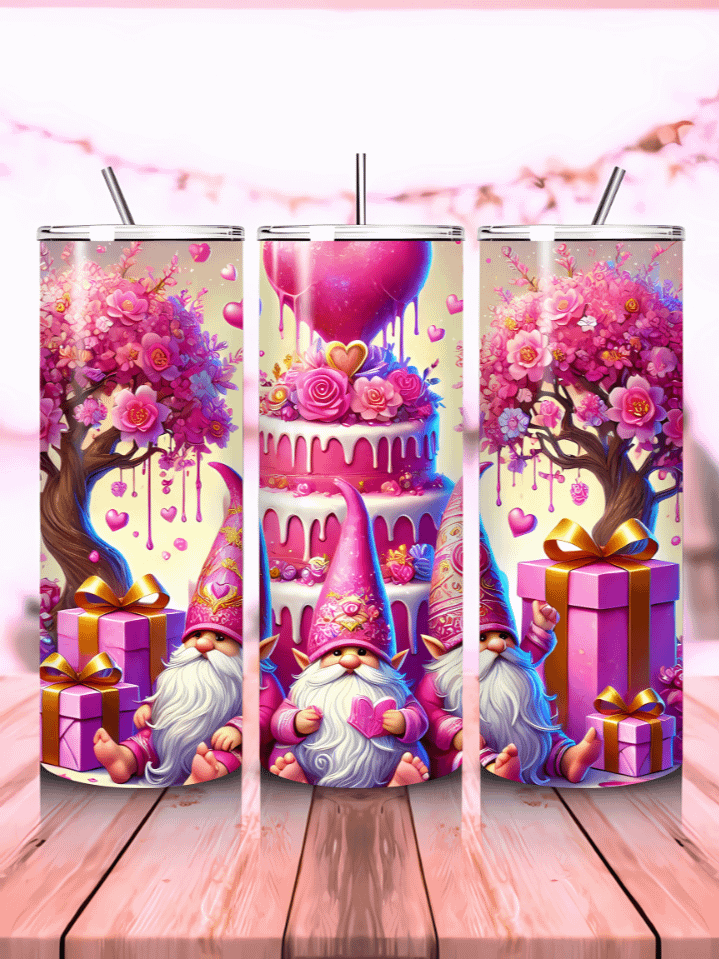 Floral Valentine Gnomes 20oz Skinny Tumbler Wrap – Cute Gnome Sublimation PNG for Valentine’s Day – Instant Digital Download – 300 DPI product image (1)