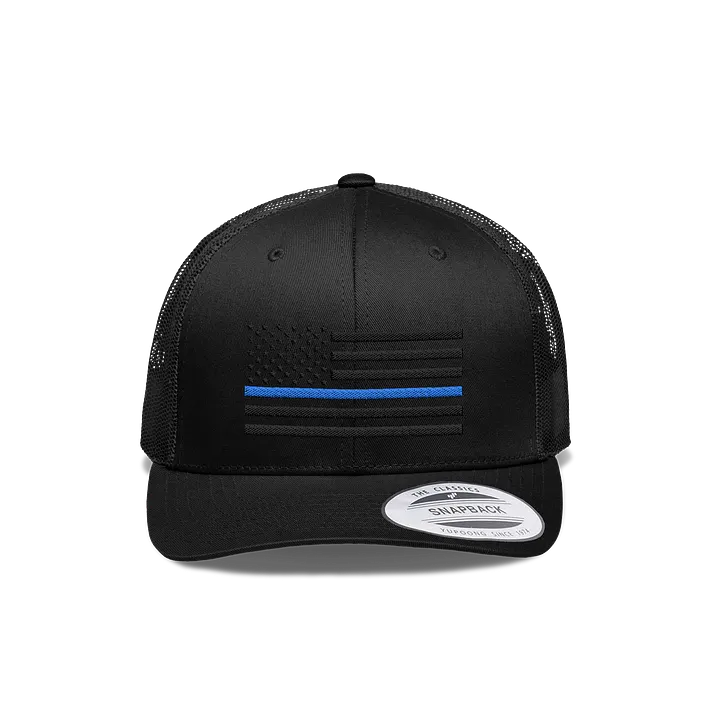 Thin Blue Line Blackout American Flag Hat product image (1)