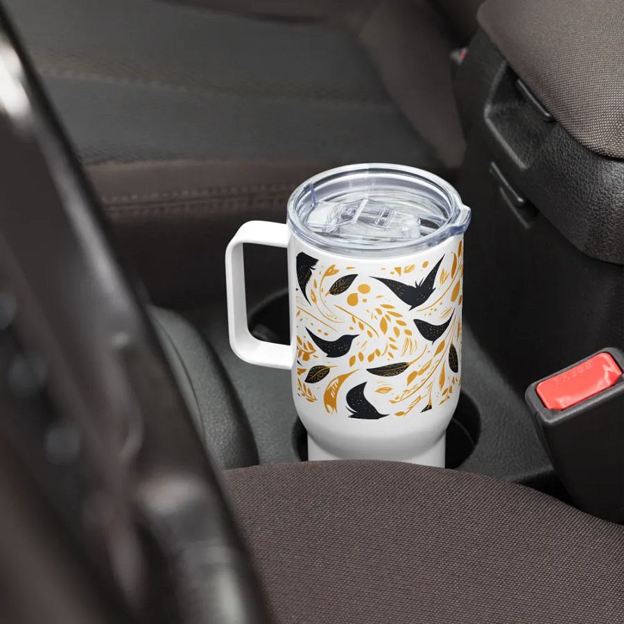 Artistic Crow Pattern Travel Mug product image (8)