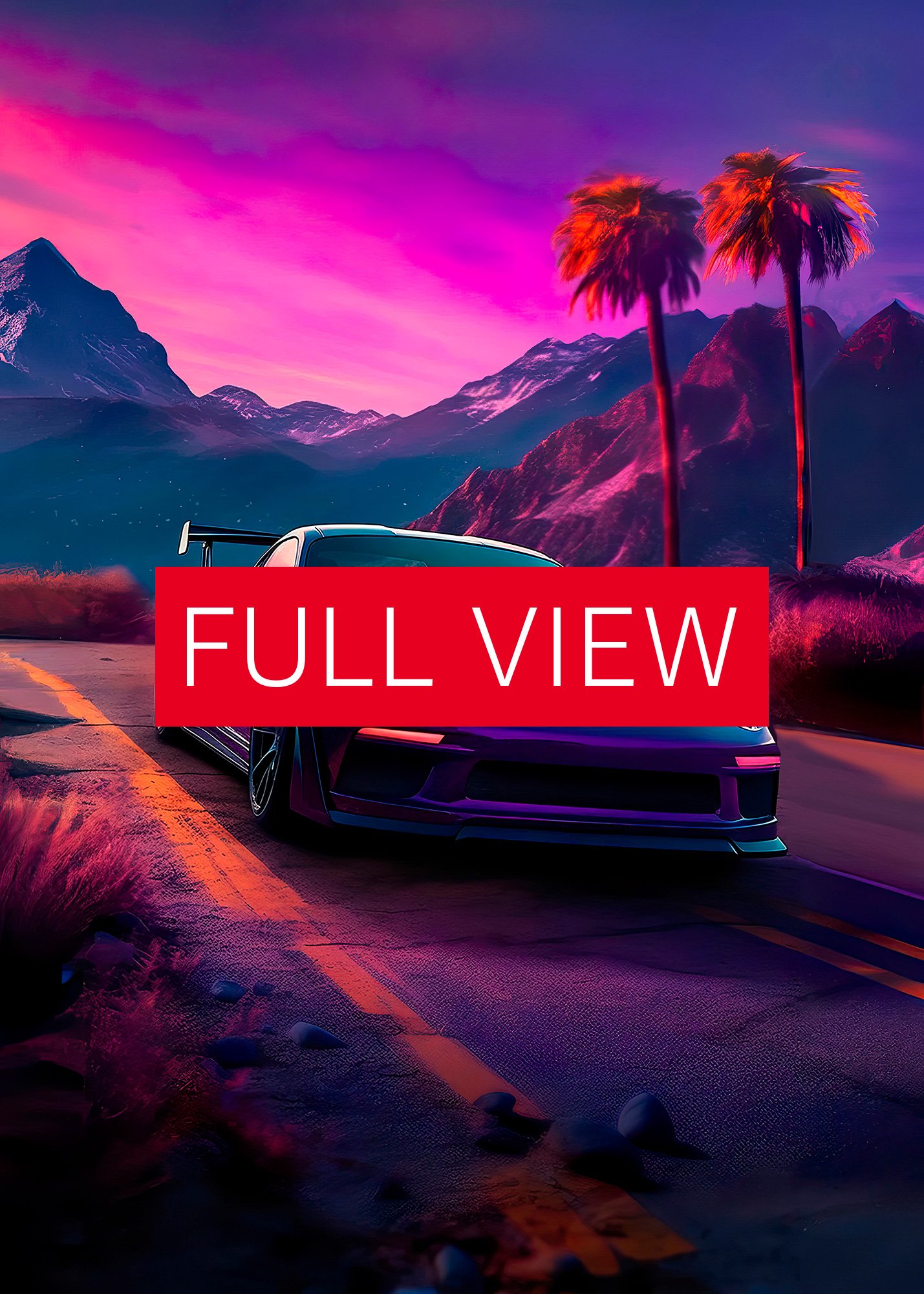 Synthwave aesthetic sport car Porsche with palms [synthwave/vaporwave/cyberpunk] — aesthetic art print product image (3)