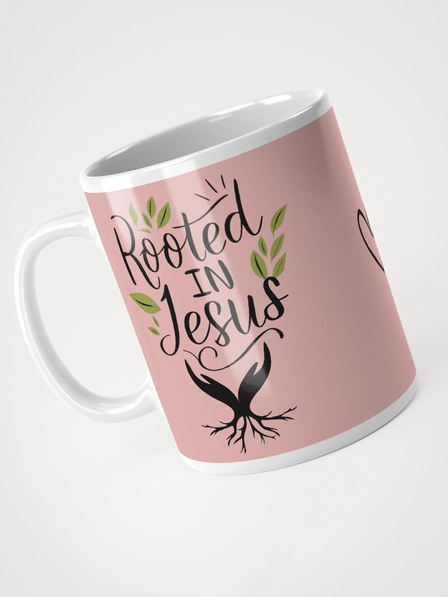 Rooted In Jesus (Pink) Inspirational Ceramic Mug product image (1)