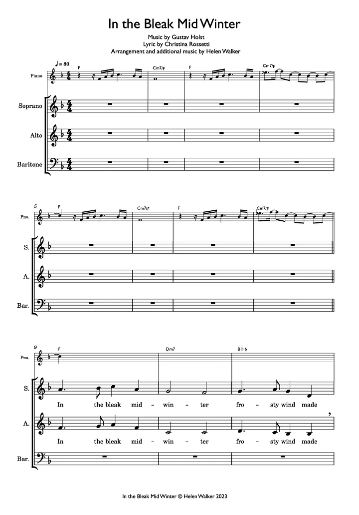 In the Bleak Mid Winter (Choral - SAB & Piano Lead Sheet / Chords) product image (1)