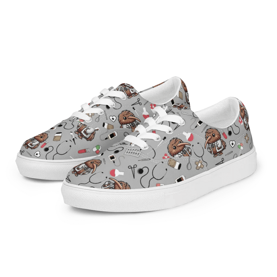 Cute Medical Kiwi Lace-up Canvas Shoes (Grey) product image (6)