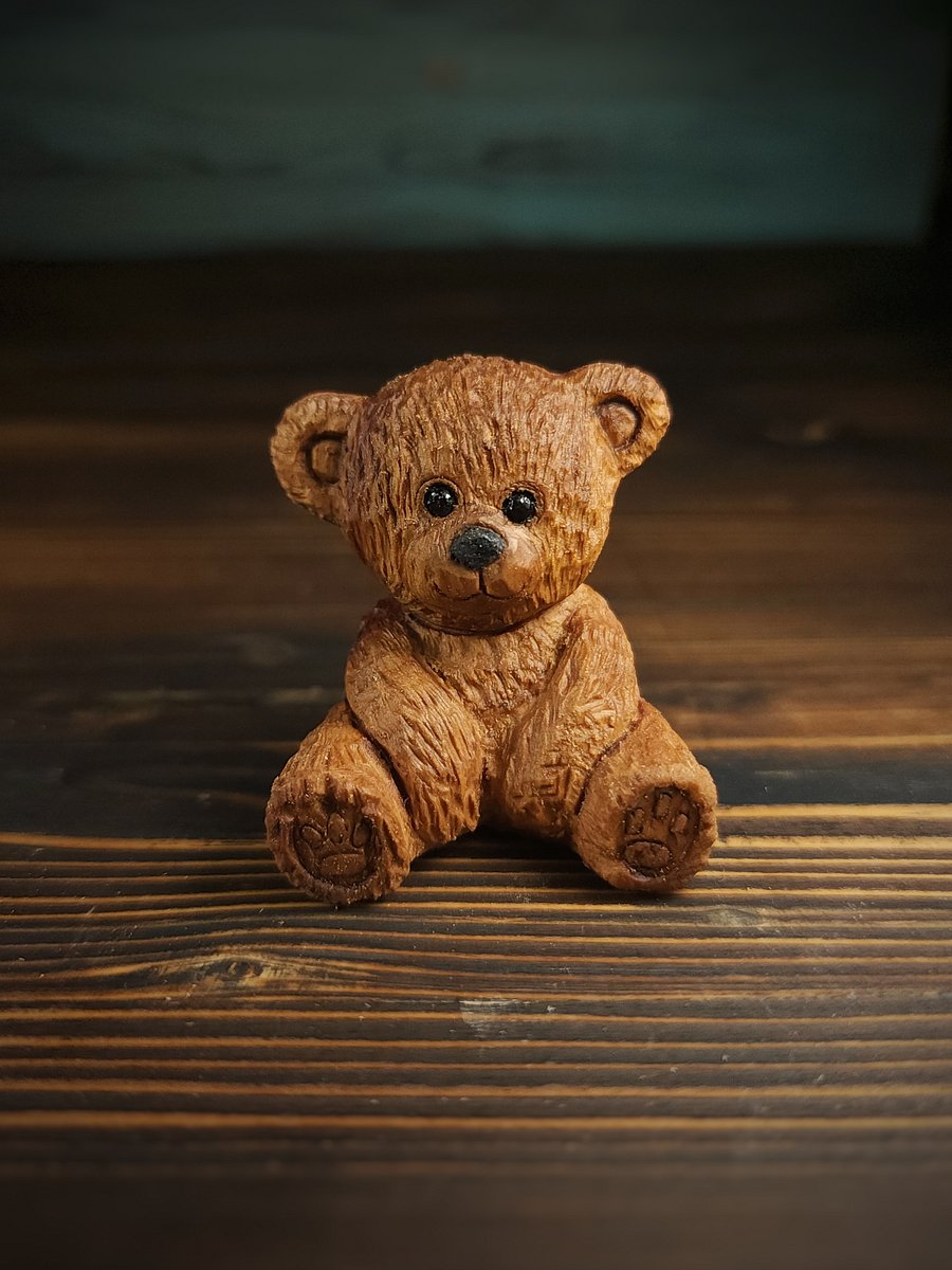 Handmade Wooden Teddy Bear Keychain product image (3)