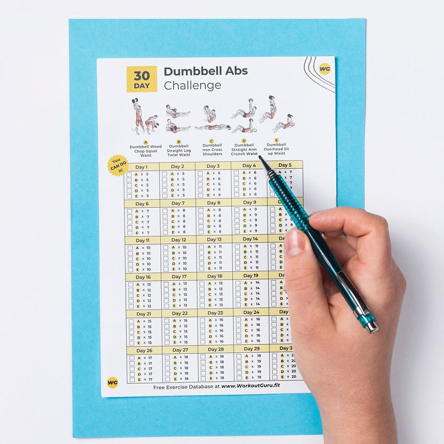 30 Day Dumbbell Abs Challenge - Printable Workout Tracker product image (3)