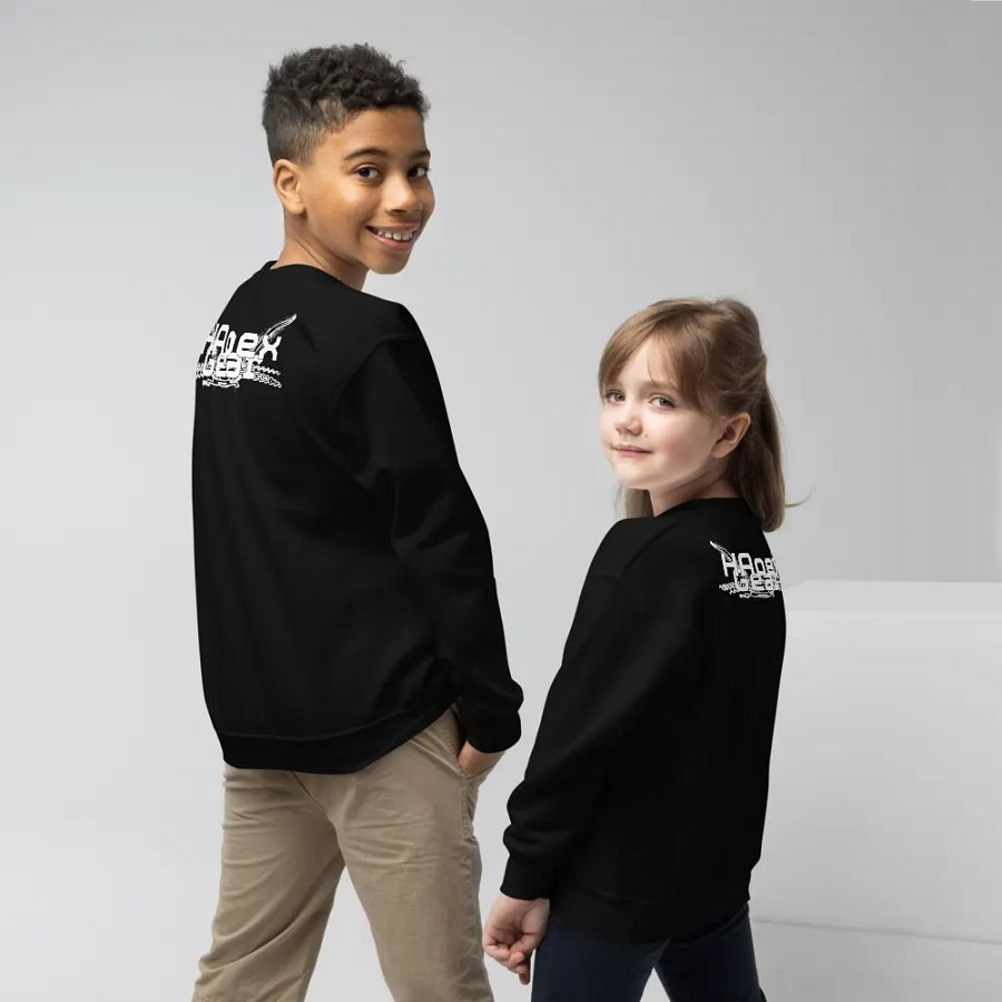 White HApex Gear Black Logo - Youth Crew Neck Sweatshirt product image (4)