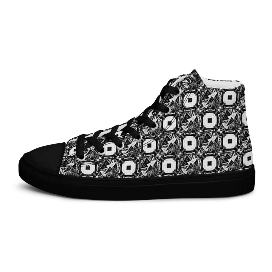 Abstract Monochrome Pattern Shapes and Squares Men's Canvas Shoe High Tops product image (8)