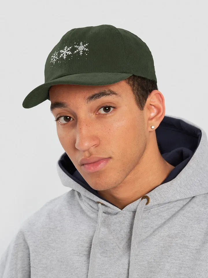 White Snowflakes Embroidered Corduroy Dad Hat product image (2)